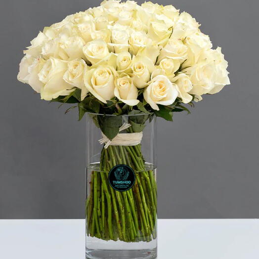 51 White Roses Vase