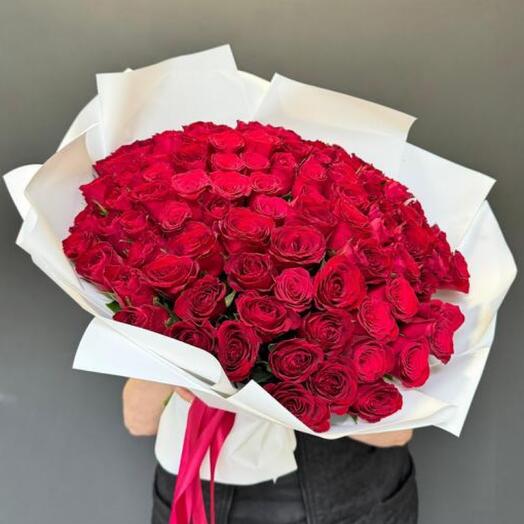 -20%АКЦИЯ🌹Классика /101 красная кенийская роза/оформление/Цветы в Уфе
