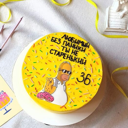 Торт, торт мужу, торт Гомер Симпсон, торт мужчине, бенто торт Сникерс