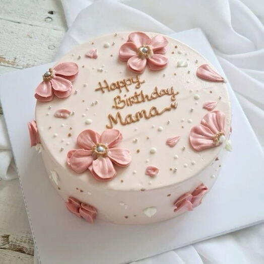 Happy Birthday Mama -Elegant butter froasting flower