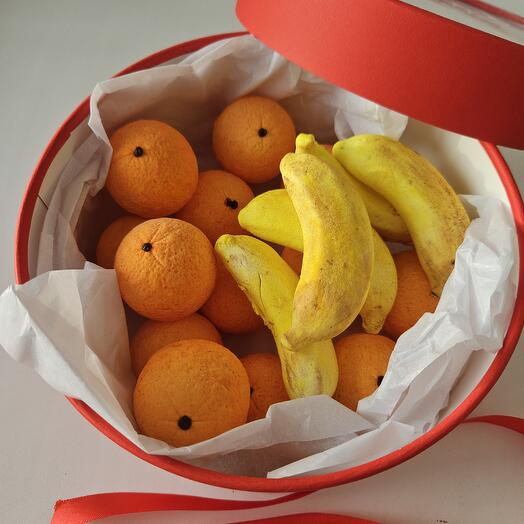 Зефирные фрукты, набор  в круглой коробке