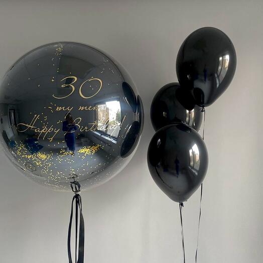 Воздушные шары Happy Birthday - Black