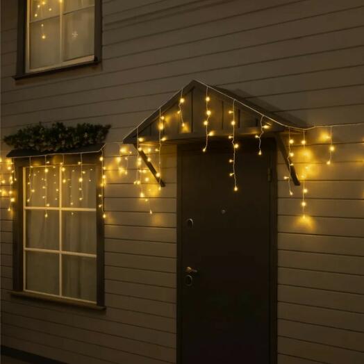 Гирлянда «Бахрома» 25 × 0.7 м, ІР44, УМС, белая нить, 450 LED, свечение тёплое белое, мерцание, 220 В