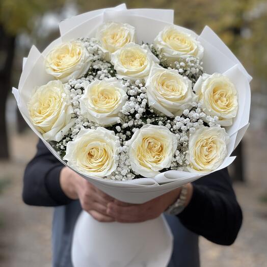 Holland White Roses Bouquet N-024