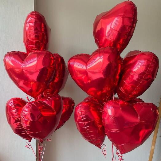 Набор шаров красные сердца 14шт