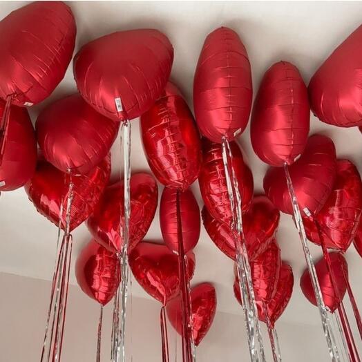 20 сердец фольга сердец на дождике