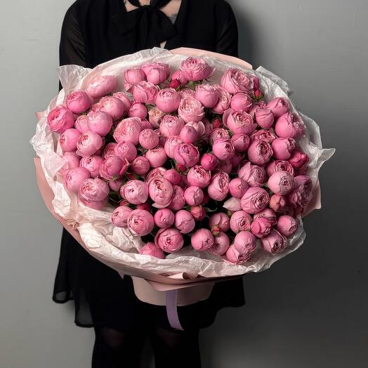 Моно букет 236 из розовой пионовидной розы Сильва Пинк 25