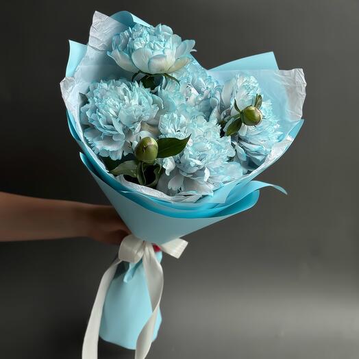 🍀 EXCLUSIVE! Букет.  голубые пионы Blue Sky в стильной упаковке