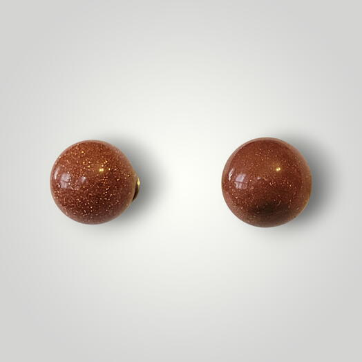 Career element, stud earrings,  10 mm, gold sand stone