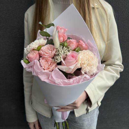 Ramo de rosas y Dianthus