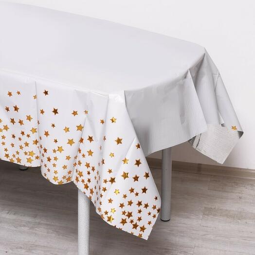 Скатерть белая с золотыми звездами
