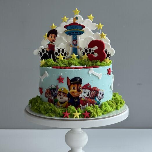Торт на день рождения ребенку в стиле «Щенячий патруль»
