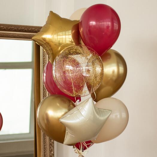 Связка воздушных шаров «Бордо» на грузике | 9 шаров, 1 груз