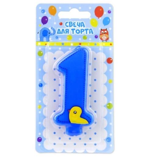 Свеча цифра 2 синяя