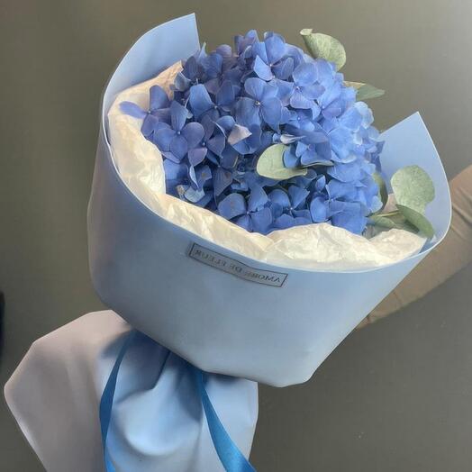 Монобукет гортензия с эвкалиптом 💙
