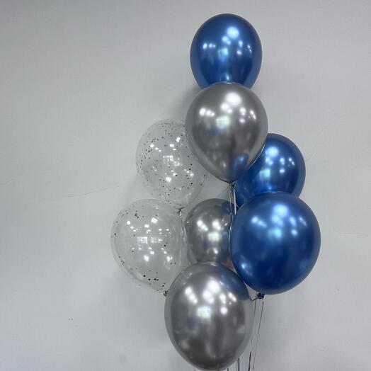 Букет из шаров хром и конфетти