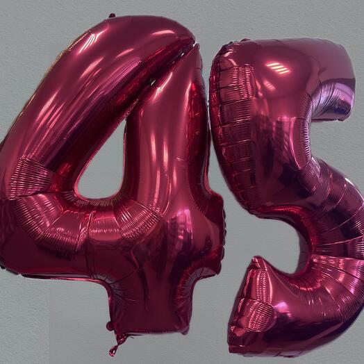 Фольгированные цифры с гелием красные, 2 шт любые