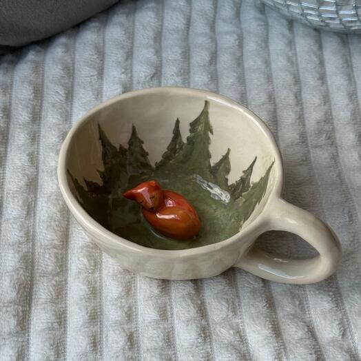 Кружка керамическая "Лиса в лесу"