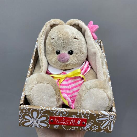 Мягкая игрушка зайка Ми в розовом платье
