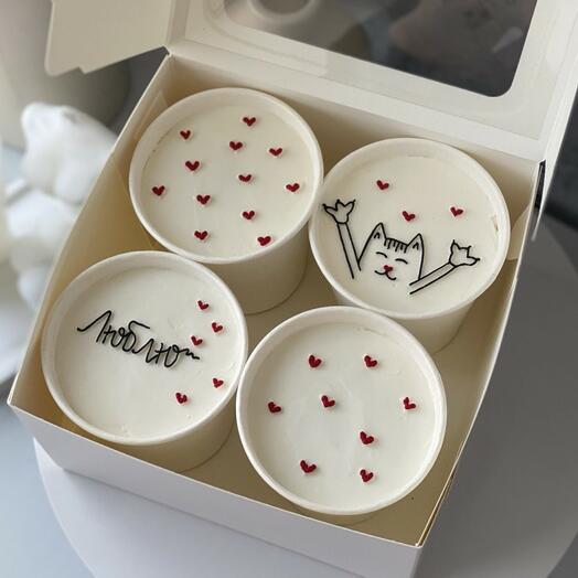 Cake to go в подарок - люблю, торт в стакане 4 шт - трайфлы