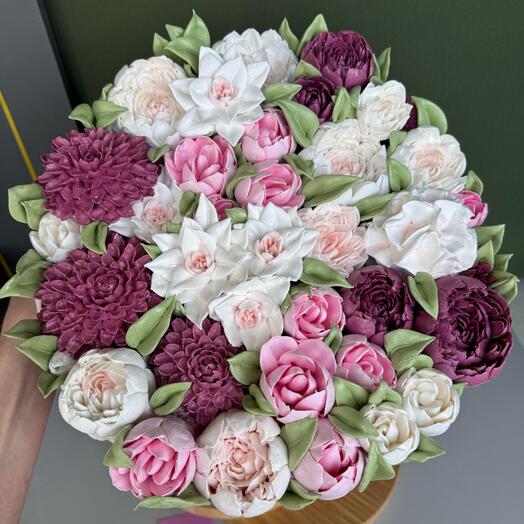 Большой букет с миксом зефирных цветов