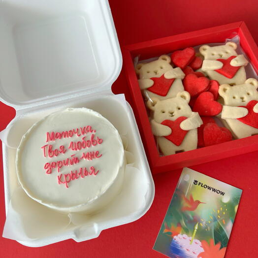 Бенто торт и печенье милые мишки подарок на день матер