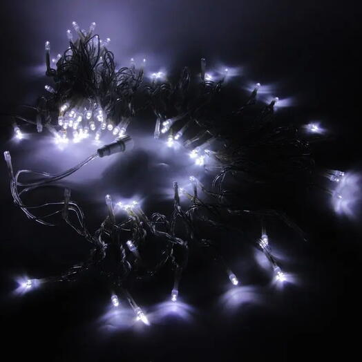 Электрогирлянда "Нить с колпачками", 100 теплых белых LED ламп, 10 м, коннек