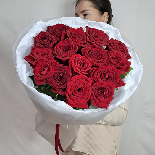 ️‍🔥Букет из 15 красных роз в стильной упаковке