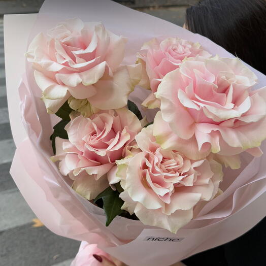 French roses pink 5 pc