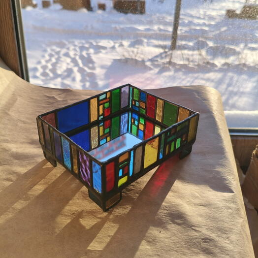 Шкатулка подставка для украшений витражная Тиффани