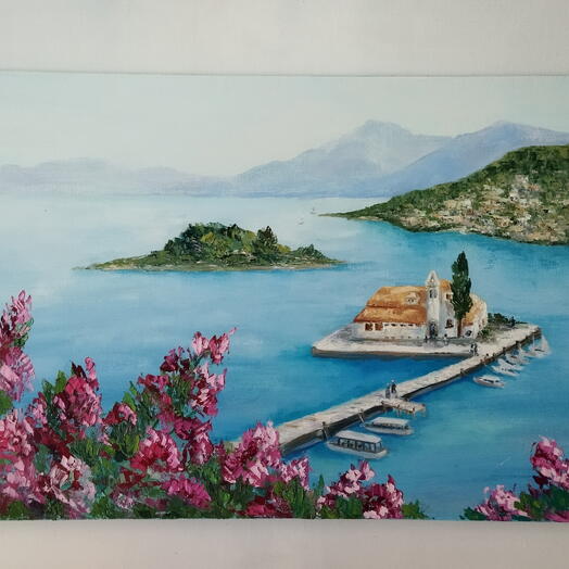 Картина маслом "Мышиный остров. Корфу" 50*80 см