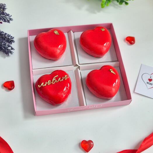 Муссовое пирожное сердце для девушки, жены, любимой, маме 4 шт