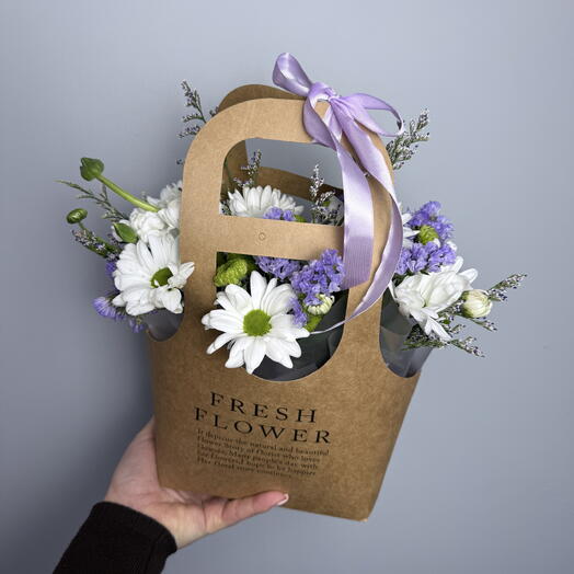 Сумочка крафт с цветами