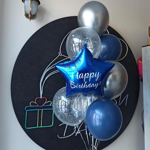 Сет" Happy birthday в синем цвете"