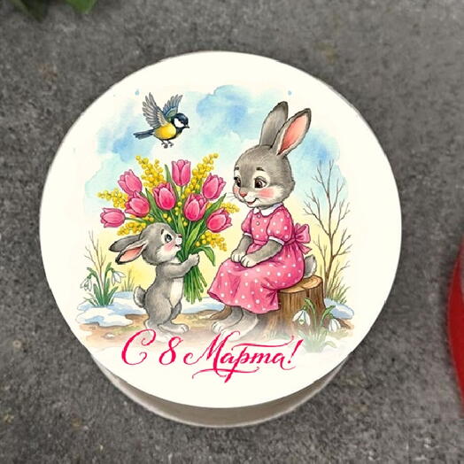 Торт с 8 марта Зайчата