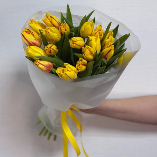 Букет из 19 махровых тюльпанов