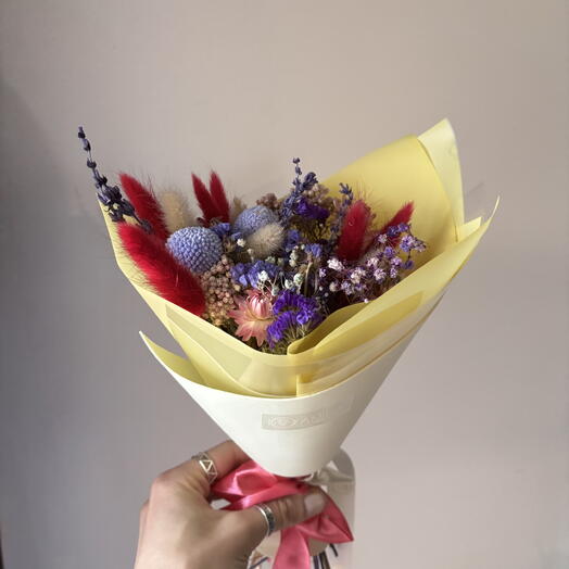 Букет из сухоцветов розово-голубой