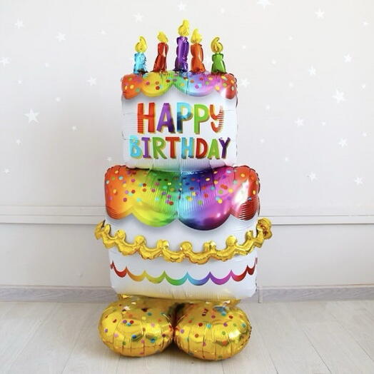 Фольгированный шар-фигура ходячая «Торт Happy Birthday», 134 см