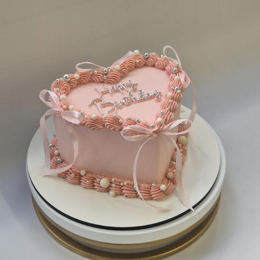 Торт розовое сердце "happy birthday" 1,5 кг