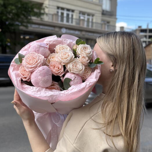 Дофаминовый букет из пионов «Пиономания» мини🌸