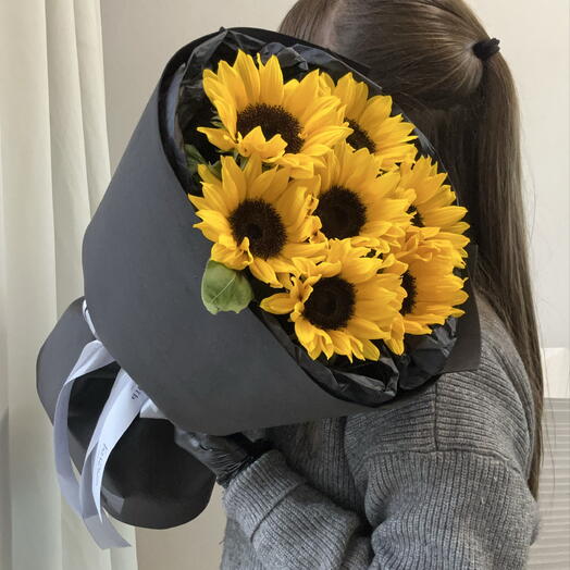 Спец. цена! Букет Черное солнце 🖤 7 подсолнухов