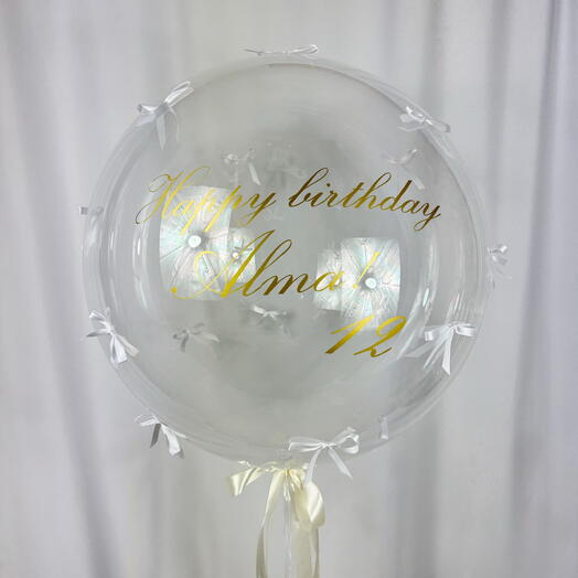 Giant Bubble ballon with text and bows (1pc). Гигантский шар Баблс с надписью с бантами (1шт)