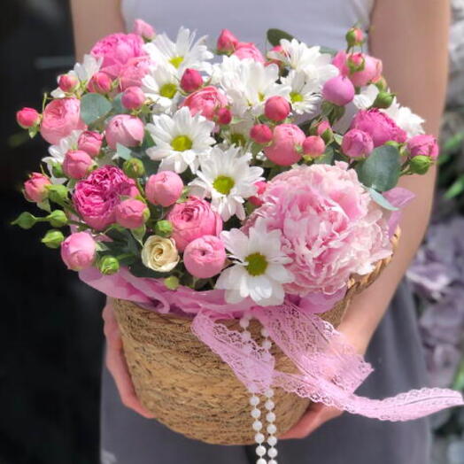 🌸🌸🌸Корзина с цветами «Летняя»