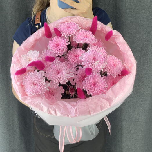 Букет из хризантем с сухоцветами 💕