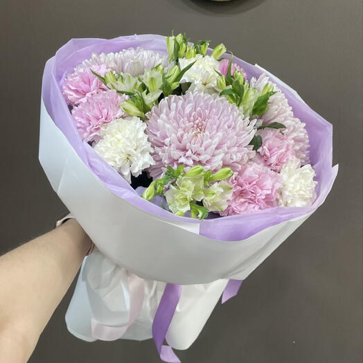 Букет с одноголовыми хризантемами 🌸