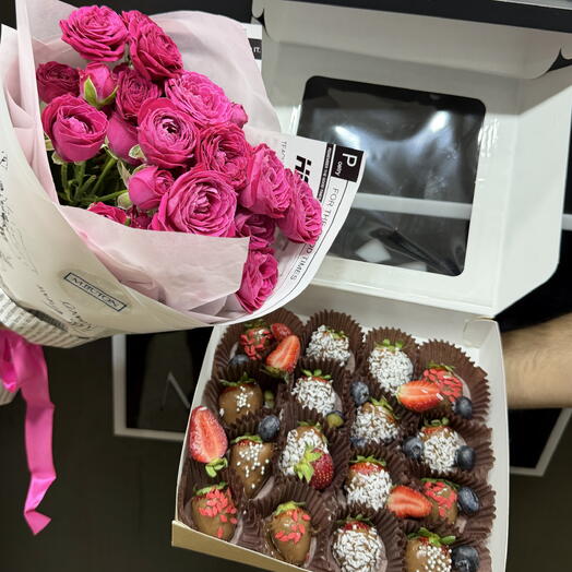 Клубника 🍓 в шоколаде +букет ️