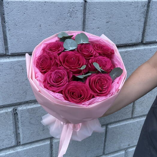 Монобукет из 9 ярких и сочных роз 🫰💓💝