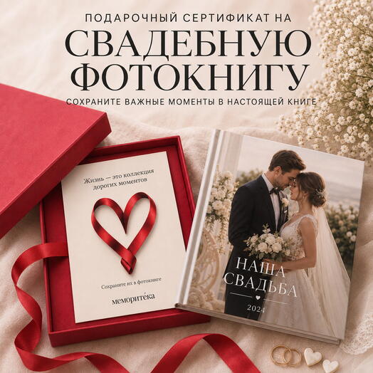 Подарочный сертификат на свадебную фотокнигу