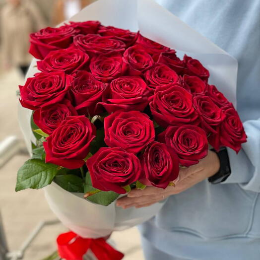 25 red roses 80 cm