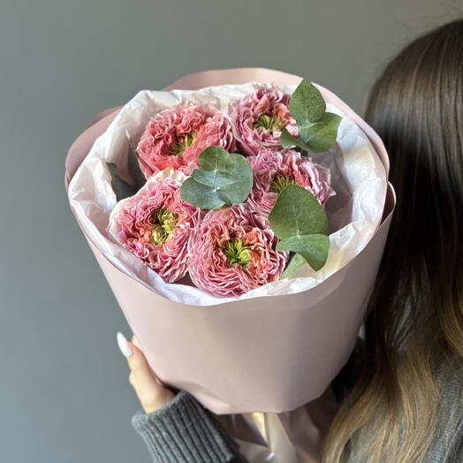 Букет «Sweet 🍬» | 5 роз пионовидные розовые